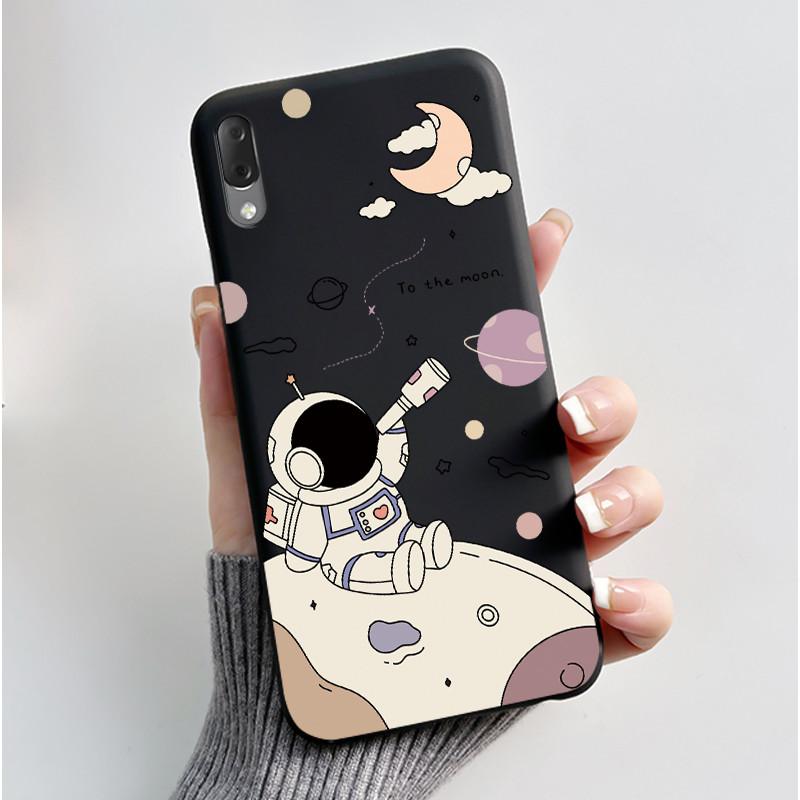 Casing For Sony Xperia L3 L4 Case Aesthetic Fashion Cute Cat Astronaut Black Soft Silicone Matte Shockproof Back Cover Bumper