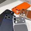 Роскошный чехол с текстурой кожи, твердый, с большим окном, для iPhone 17 Air 16 15 14 13 Pro Max Plus 17Promax, противоударный, матовый чехол для телефона