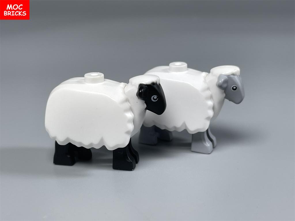MOC Кирпичи Милая Овца Коза Сарай Овчарня Животное DIY Ферма Пастбище Вид Строительные Блоки Аксессуары Детские Игрушки Подарки
