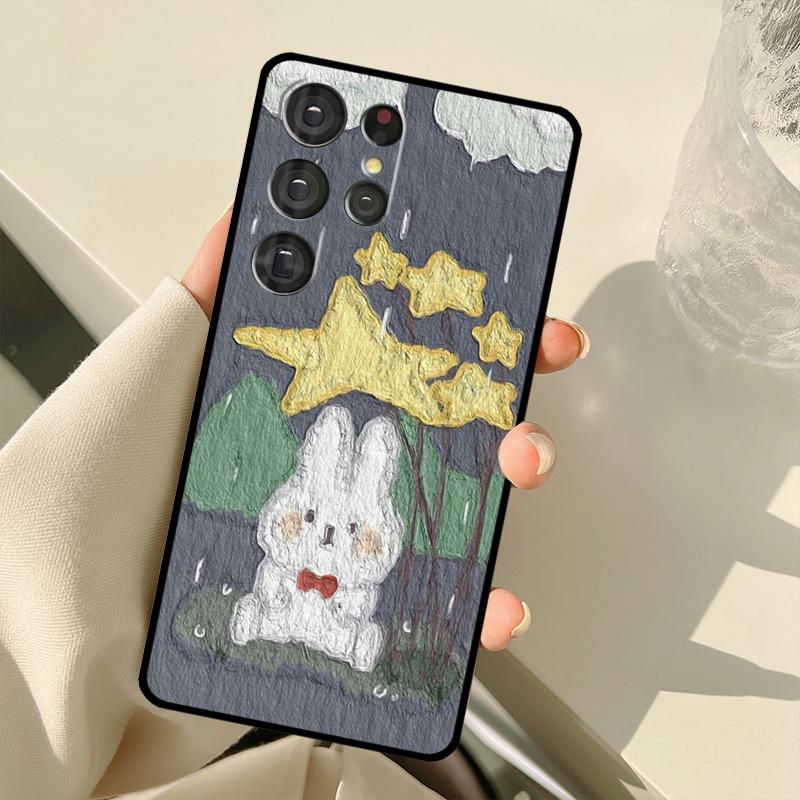 Кавайные Кролики Медведи Корейская масляная живопись Чехол для Samsung Galaxy S22 S21 Ultra Note 20 S8 S9 S10 Note 10 Plus S20 FE S21 FE Чехол