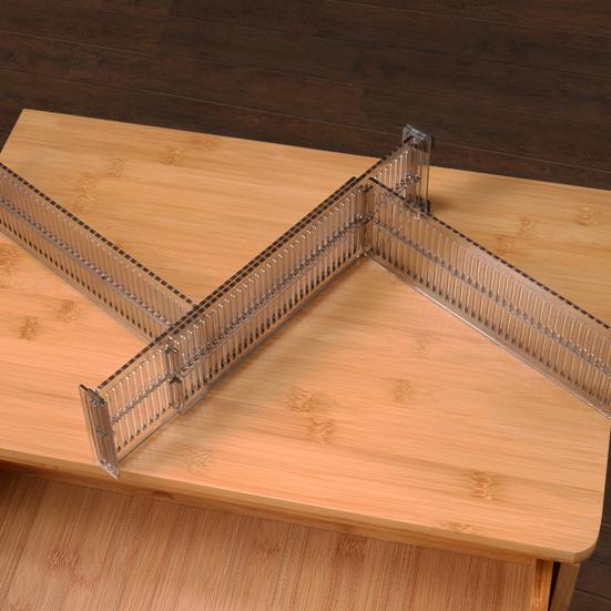 Adjustable Drawer Divider Clear Drawer Organizer Expandable Drawer Separator for Clothes Baby Utensils Cutlery Bedroom Kitchen Drawer Organization