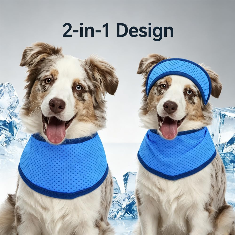 Pet cool towel quick cooling scarf in summer anti-heatstroke and heatstroke neck belt blue small.
