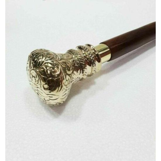 Трость в винтажном стиле с антикварной латунной ручкой в викторианском стиле