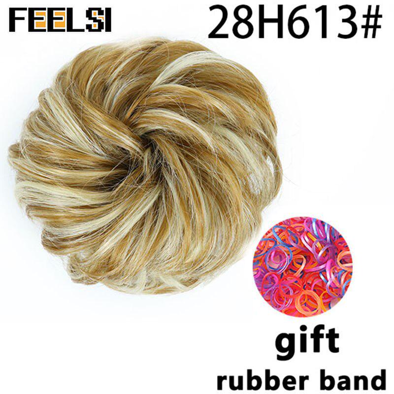 Женский вьющийся шиньон с эластичной резинкой, синтетическая резинка для волос, небрежный пучок, шиньоны