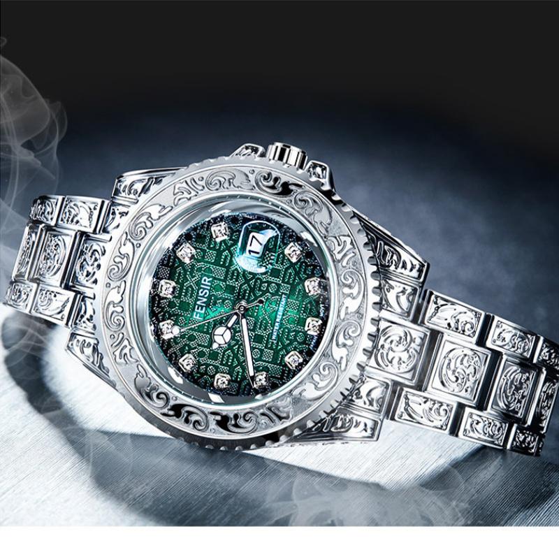 Часы Мужские Модные Ретро Роскошные Креативные Стальной Браслет Наручные Часы Аналоговые Часы Светящаяся Стрелка Календарь Мужские Кварцевые Наручные Часы Montre Homme