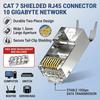10 шт. Экранированный разъем RJ45 Cat7 10 Гбит/с, Металлический корпус, Диаметр отверстия 1,5 мм, Проходной, 2-составной, для Ethernet-кабеля Cat7