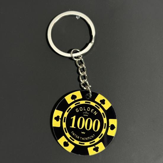 6 шт. Брелок для покера, подвеска для украшения сумки, полированное металлическое кольцо, легкий акрил