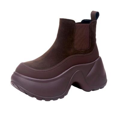 Ботильоны для женской обуви на плоской подошве, обувь на платформе, замшевая спортивная обувь, мода зимы 2025, ботинки Челси, новый тренд, платье, женская обувь