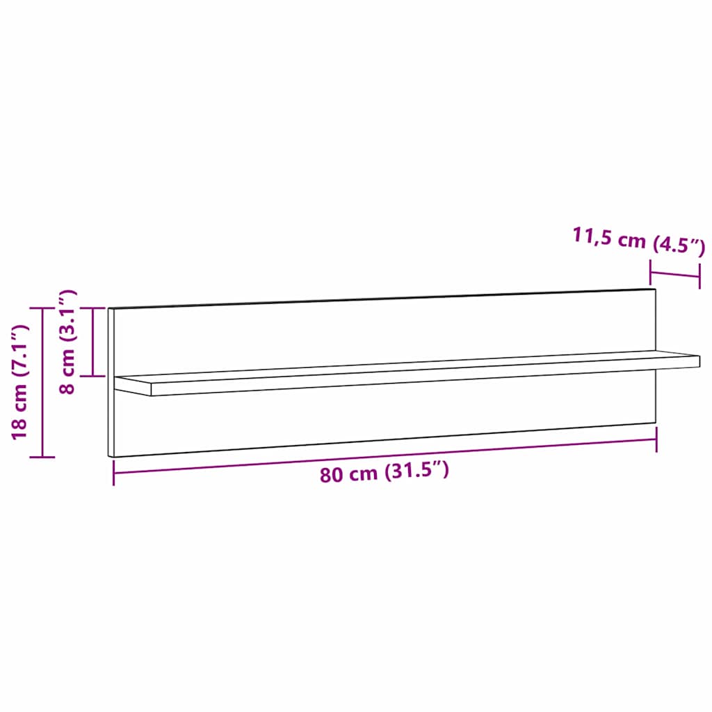 Wall Shelf Set 2 pcs Reclaimed Wood Look 80 x 11.5 x 18 cm Particleboard