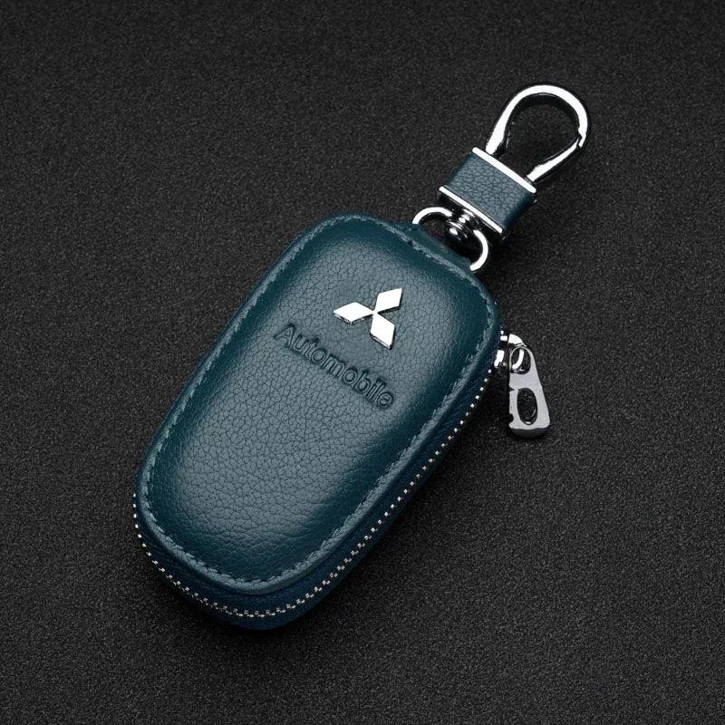 lcbk8 Leather Car Key Chain Protective Bag Case For Mitsubishi Ralliart ASX Eclipse Galant Mirage Montero EVO Xpander Accessories