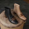 Мода 2025 Новая Женская Обувь Бахрома Женские Ботинки Зимние Ботильоны Zapatos De Mujer Женские Ботинки Квадратный Носок Натуральная Кожа Черные Ботинки