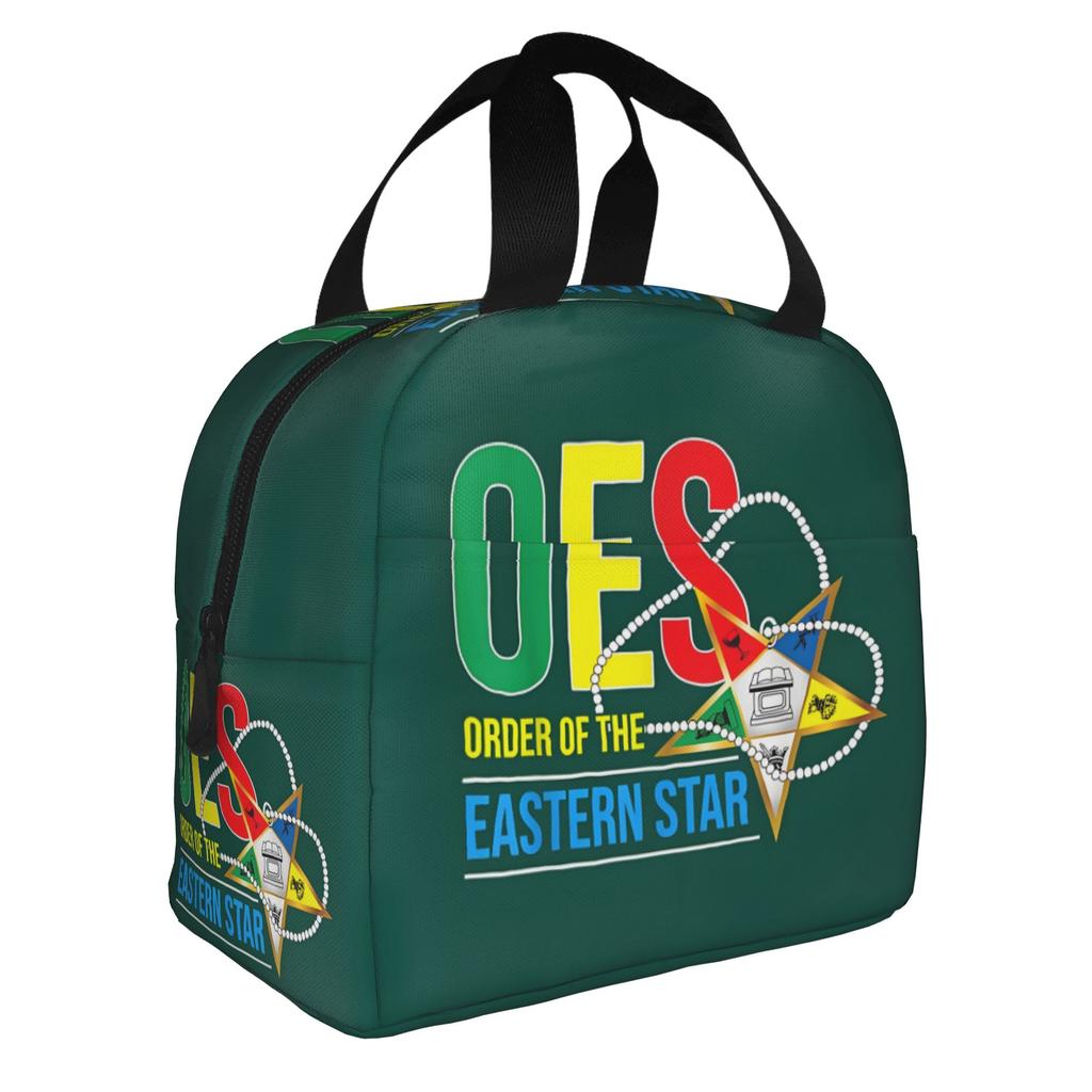 Order Of The Eastern Star Logo Thermal Insulated Lunch Bags Women Portable Lunch Container for School Multifunction Food Box