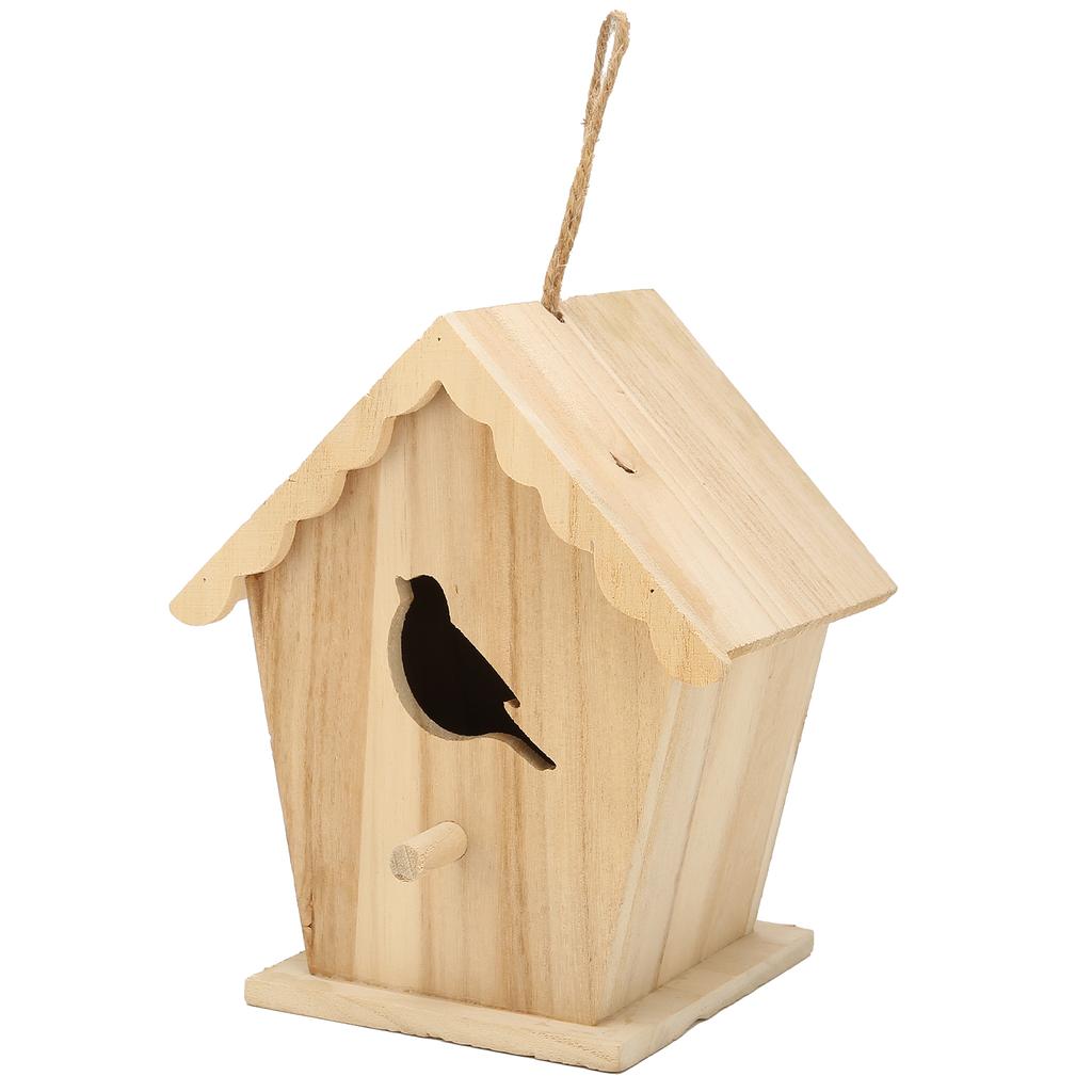 Wood Birdhouse Bird Shaped Entrance Bird Box House DIY Outdoor Nesting Box for Garden Backyard