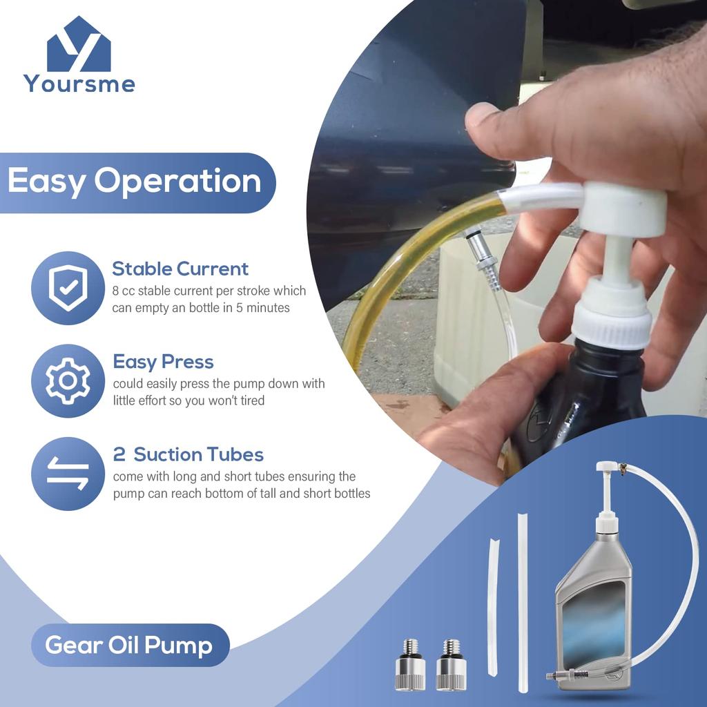 Yoursme Upgraded Lower Unit Gear Pump for Standard Quart Bottle, 3/8" 8mm 10mm