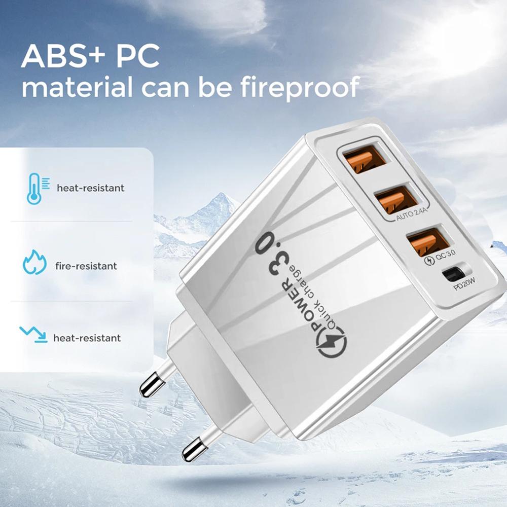USB 48 Вт QC 3.0 Type C PD Быстрая зарядка для iPhone 12 13 Max Samsung S21 , Xiaomi iphone Портативное зарядное устройство EU US UK AU