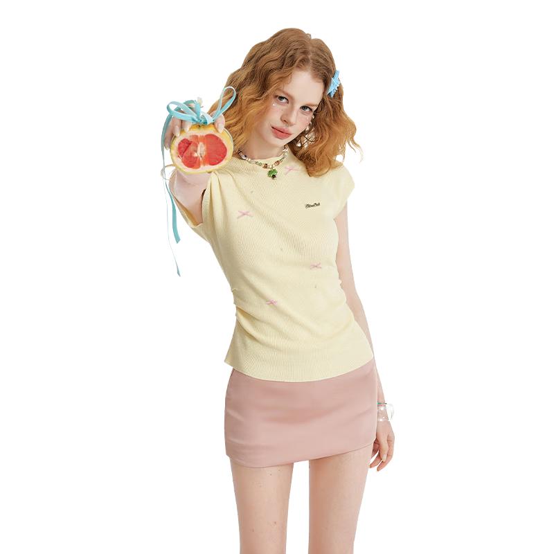 unifree Вязаный пуловер с бриллиантовым бантом, подчеркивающий талию