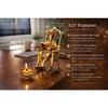 Metal Lord Ganesh Reading Ramayana Statue Ganpati Sitting on Chair with Kuber Diya Idol for Home Office and Gifts Decor Corporate