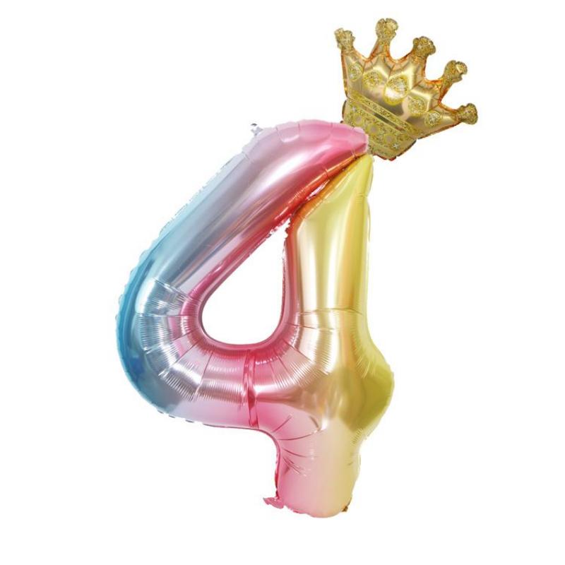 40-дюймовый градиентный шар с цифровой короной для украшения вечеринки в честь первого дня рождения ребенка