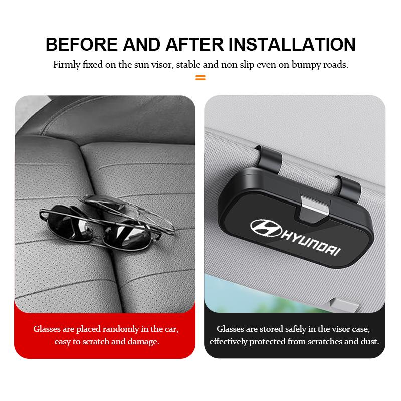 Multifunctional Car Sunglasses Case glasses clip Storage Accessories For Hyundai Tucson NX4 IX35 H7 2022 2021 2020 2019 2018 lk2