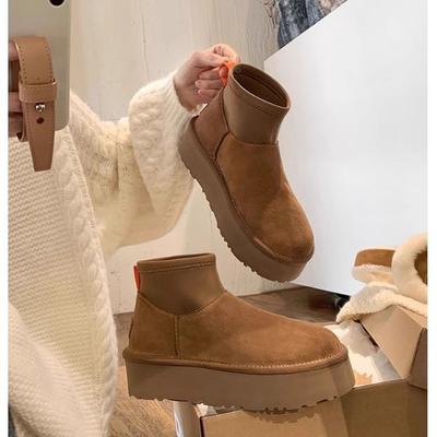 Женские зимние теплые ботинки большого размера на мягкой подошве с мехом, противоскользящие, для снега, на подкладке, ботильоны до щиколотки, спортивные хлопковые ботинки для улицы