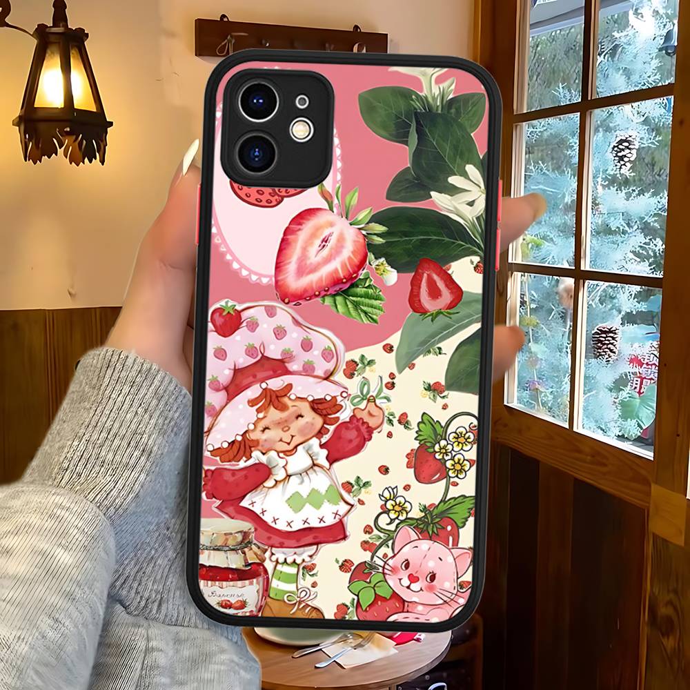 Girl Pink Strawberry S-Shortcake Phone Cases For IPhone 16 15 14 Plus 13 12 11 Pro Max Matte Oft Bumper Phone Cover
