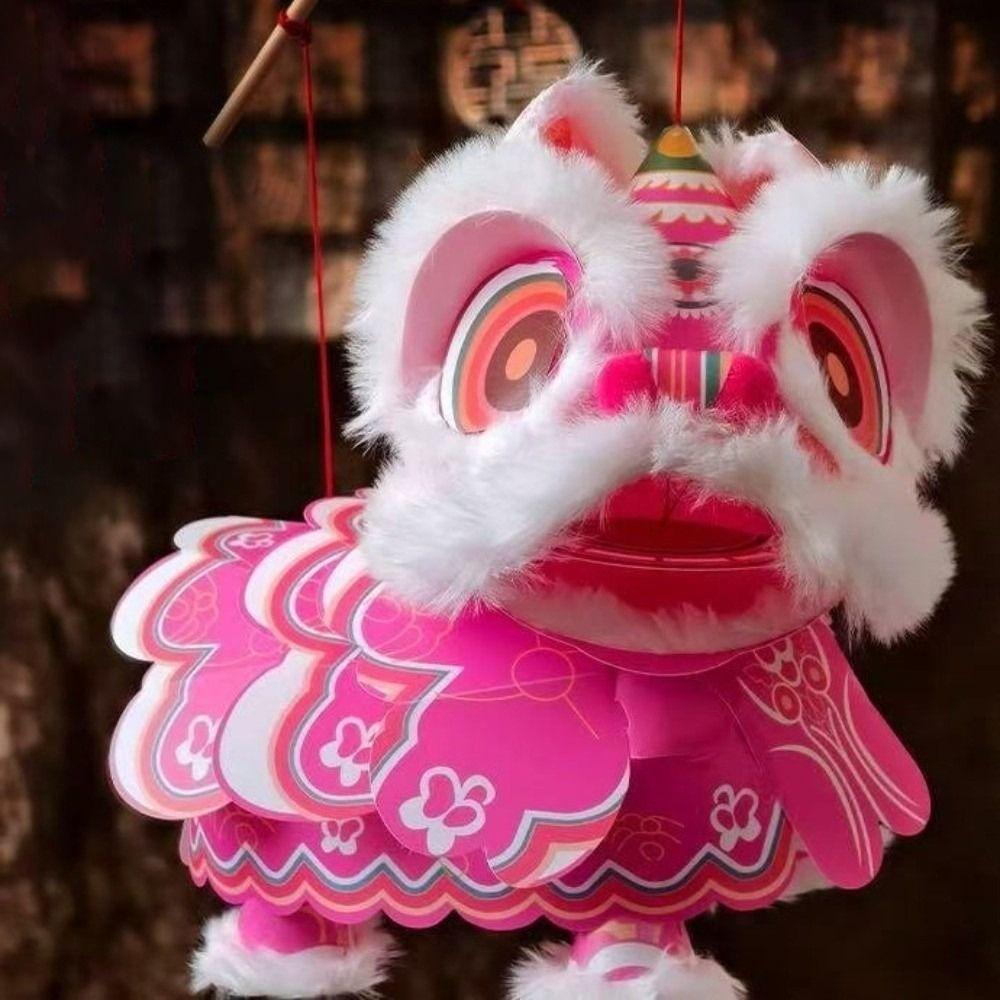 DIY Material Package New Year Lion Dance Lantern with Tassel Waterproof Ancient New Year Lantern Hanging Ornament