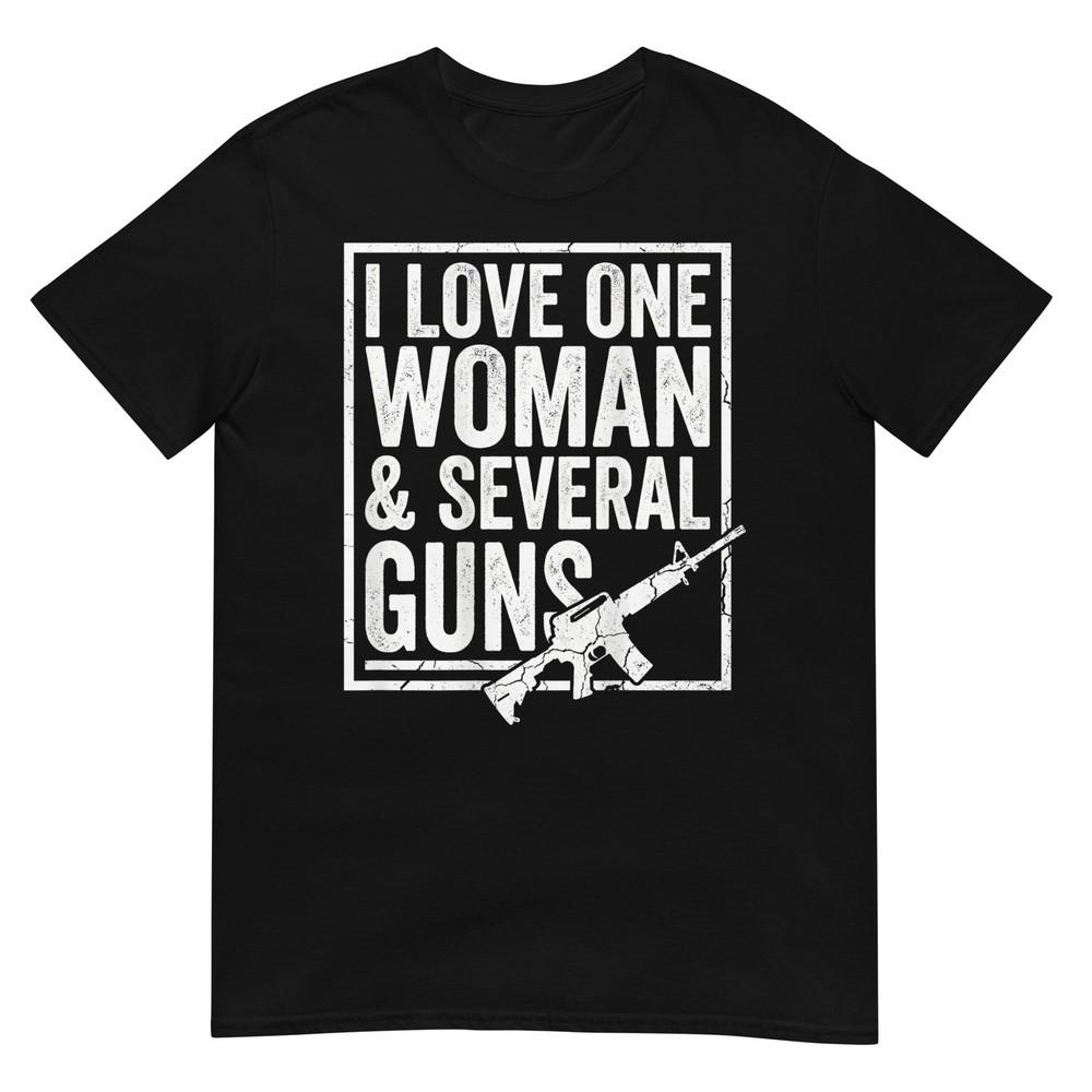 I Love One Unisex Several Guns Husband Funny Gun (On Back) Tshirt (1)