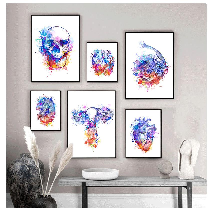 Breast Wall Art Canvas Painting Nordic Posters And Prints Wall Pictures Doctors Office Decor Colorful Anatomy Brain Heart kidney