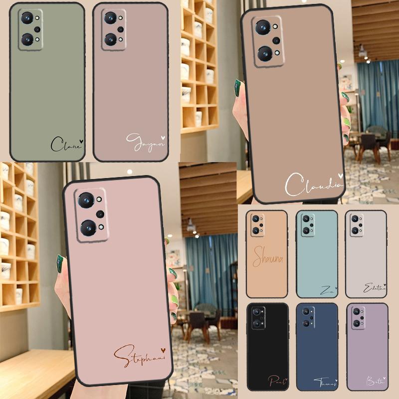 Персонализированный чехол с инициалом имени в пастельных тонах Для Realme C55 C35 C33 C31 C30 C25 C21Y C15 C11 GT Neo 5 3 2 Realme 9 10 11 Pro Plus