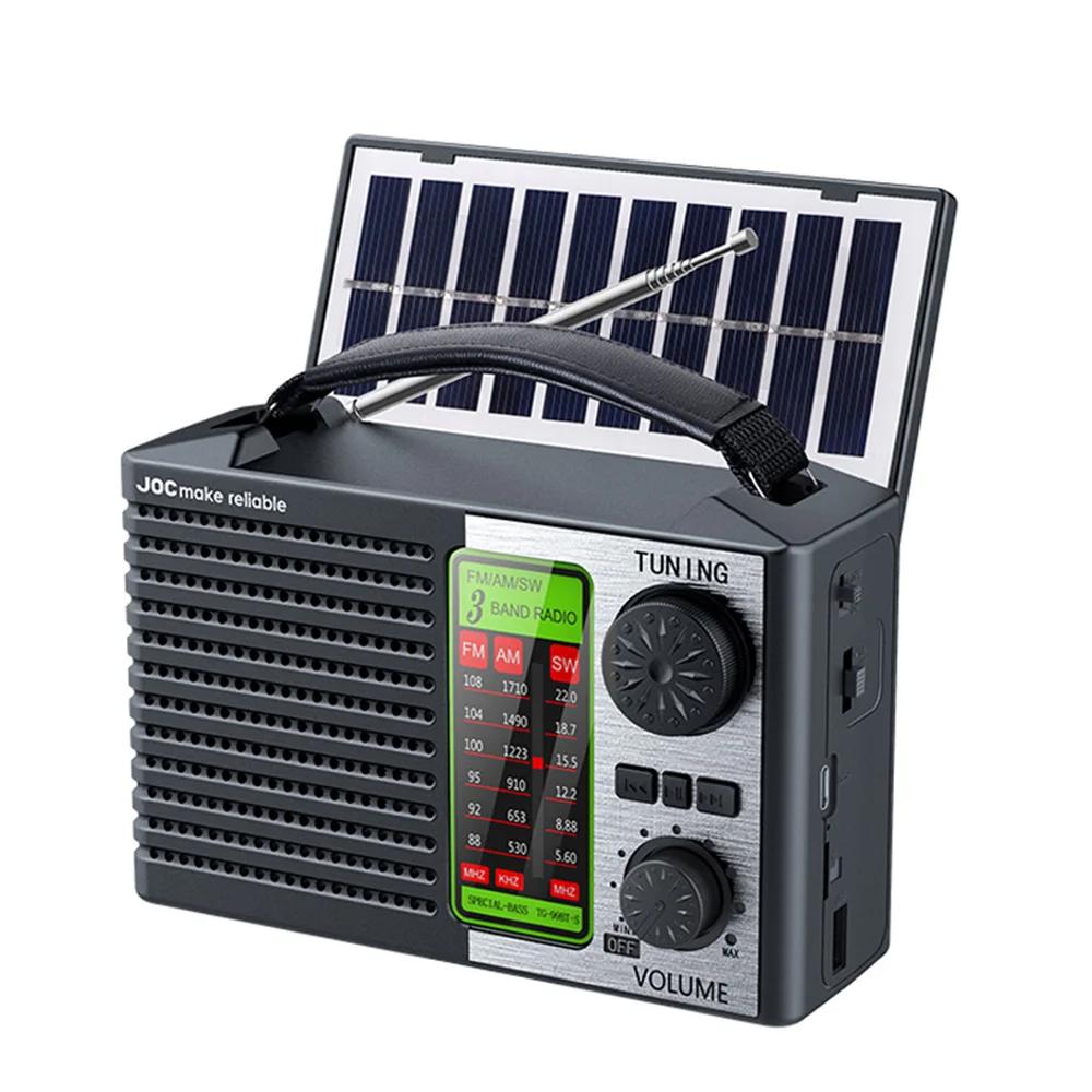 Портативное многофункциональное радио FM AM SW Перезаряжаемое USB TF Воспроизведение Уличное Солнечное Беспроводной Динамик Bluetooth