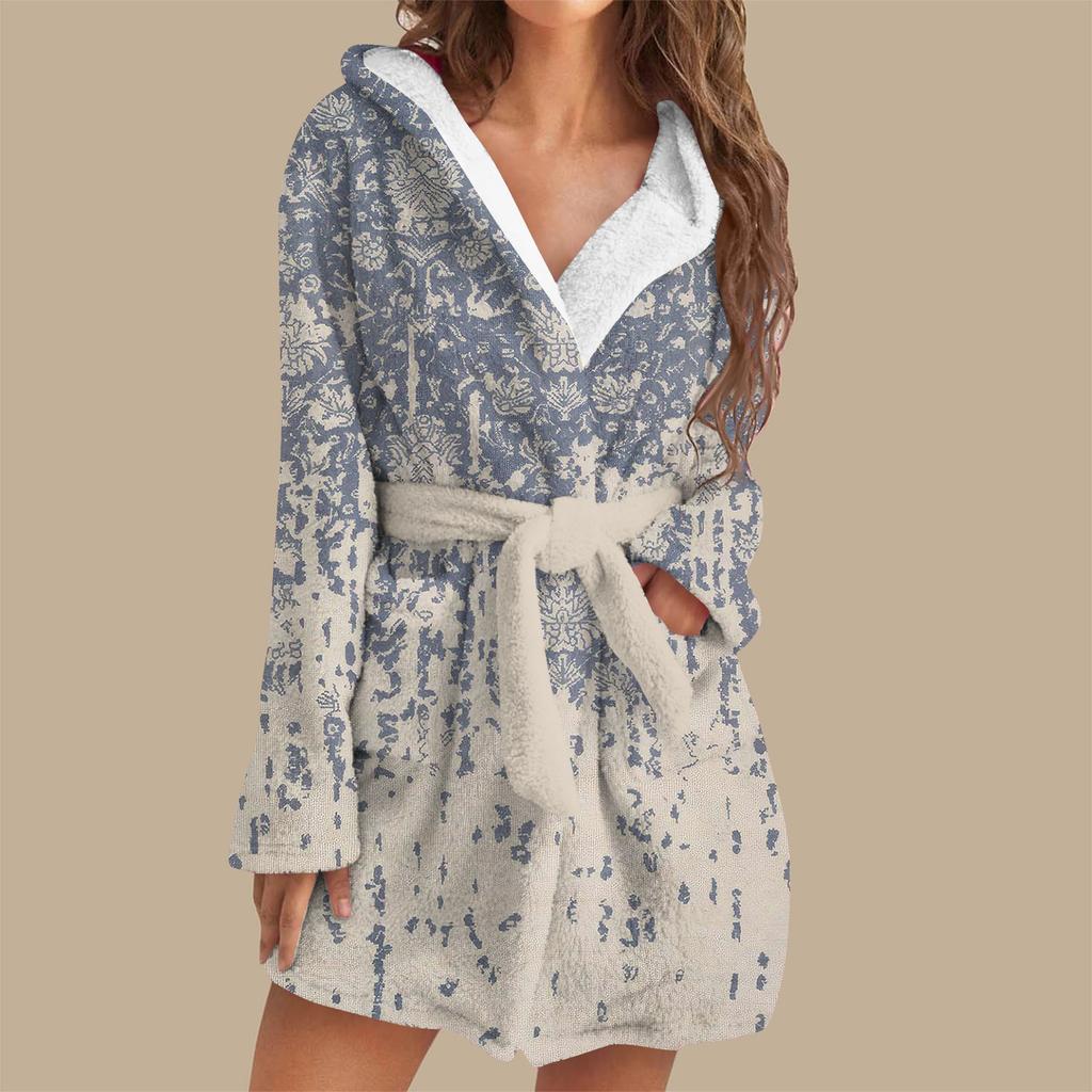 Женский теплый халат с длинными рукавами на осень и зиму, домашняя одежда, рождественская плюшевая пижама, халат