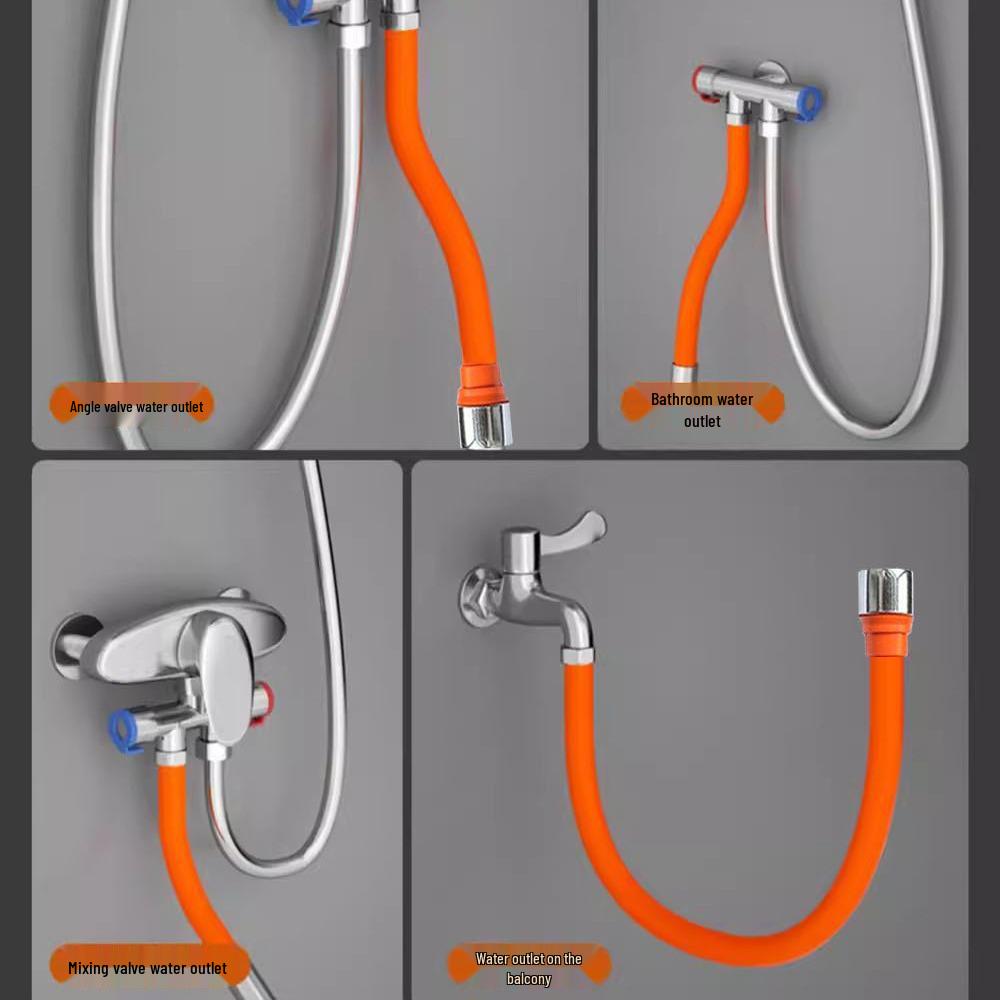 Шланг-удлинитель из нержавеющей стали с защитой от брызг для стиральной машины и душевой лейки