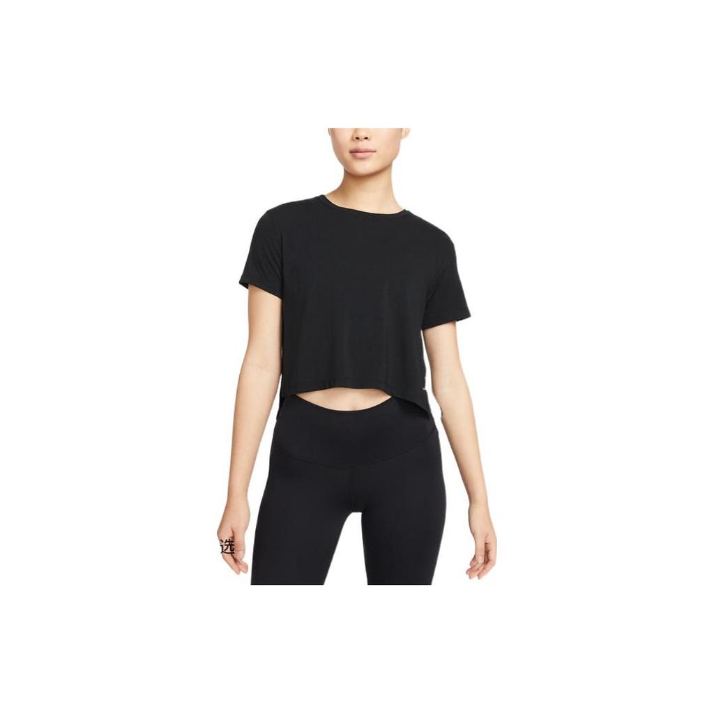 (WMNS) Nike Solid Color Round Neck Loose Short Sleeve T-shirt Black Women's DM7026-010