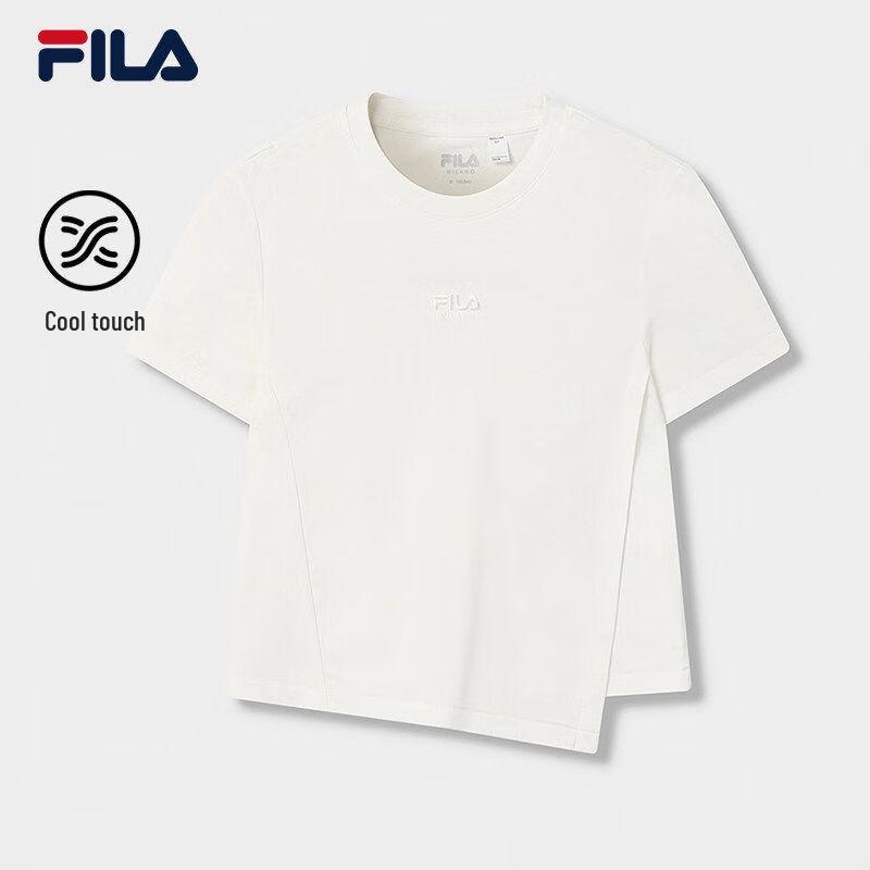 FILA Women's Cooling Knit Short Sleeve T-Shirt with Irregular Hem