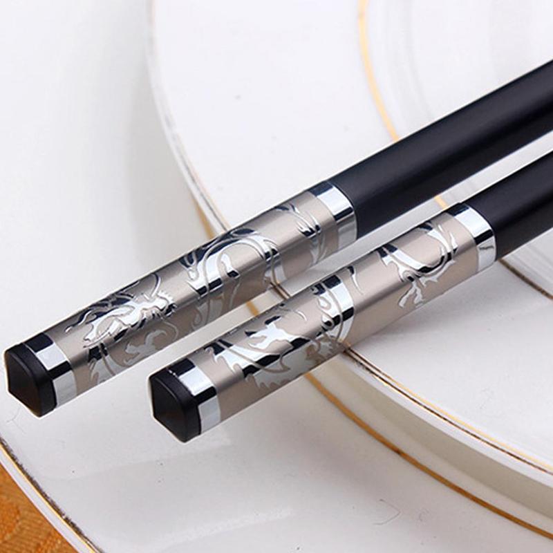 Палочки для еды в стиле китайского золотого дракона, роскошные палочки для суши из сплава, палочки для суши, столовые приборы, 1 пара китайских палочек для еды