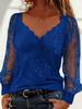 Европейский стиль, V-образный вырез, длинный рукав, сетчатая футболка