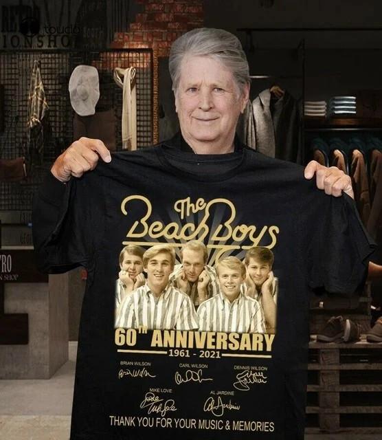 Брайан Уилсон The Beach Boys Футболка к 60-летию Полный размер S-5XL Унисекс Футболка