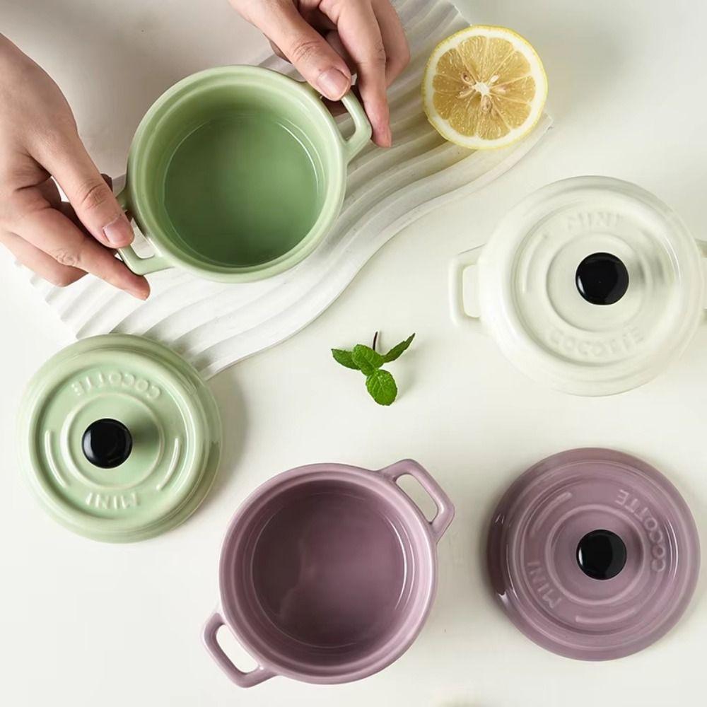 Миска для варки яиц на пару, защищающая от ожогов, с подвесными ушками, мини-кастрюля с крышками, миска для французского лукового супа, масло