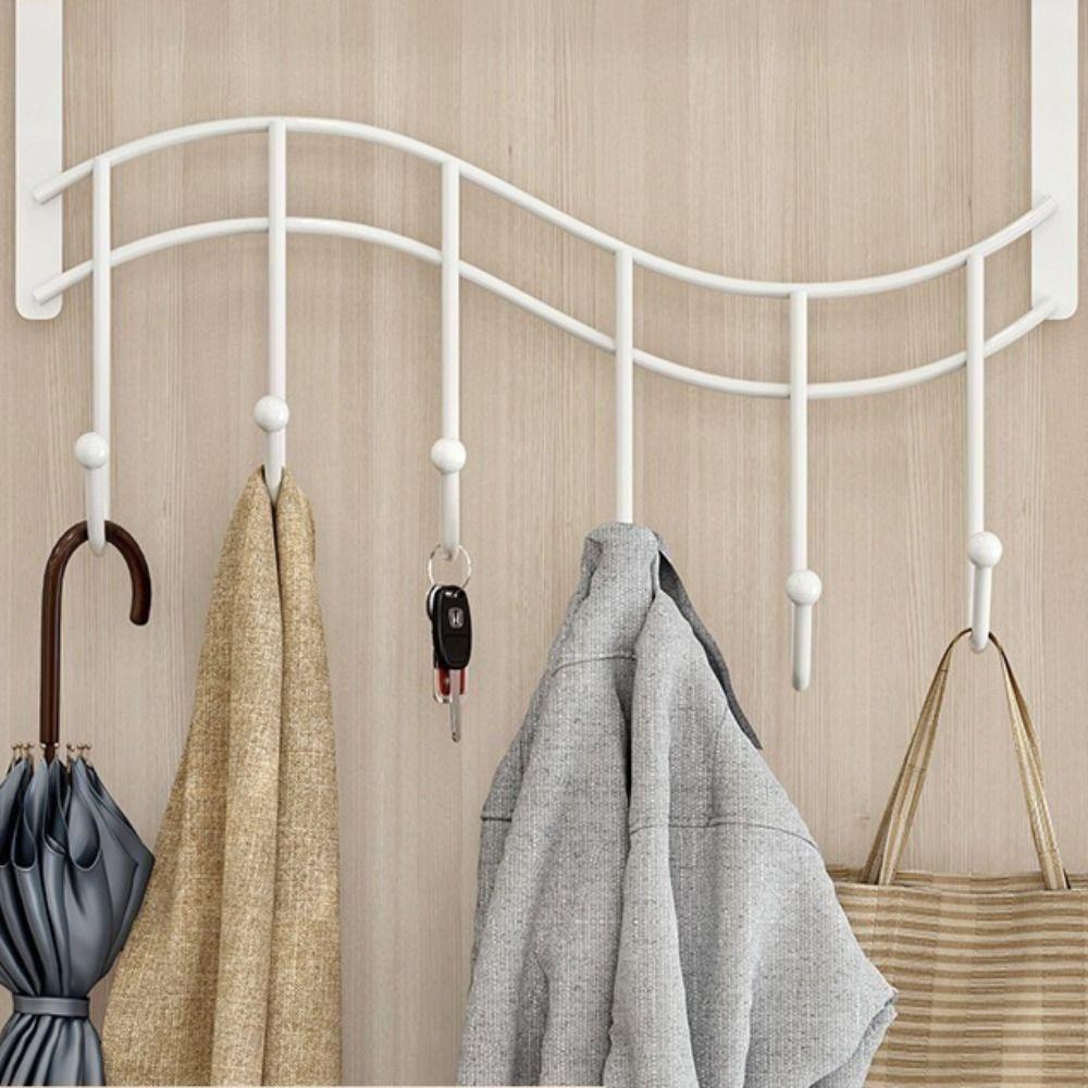 Наддверная вешалка без сверления Металлическая вешалка для одежды Наддверный органайзер Подвесная стойка для хранения Пальто
