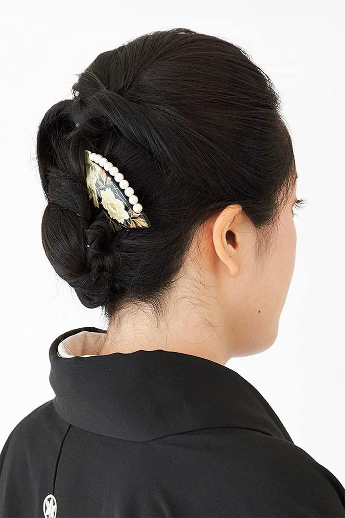 Pearl Hair Ornament for Weddings and Made In Peony Suitable for Women In Their and 60s Hairpin, 8w506, Maki-e (lacquer-work) Mothers' Days, Japan,