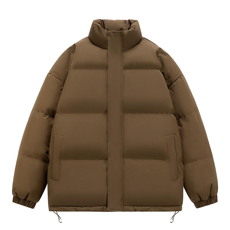 Хлопковое пальто однотонного цвета со стойкой для мужчин и женщин, одинаковый стиль, зимний костюм-пуховик, куртка большого размера