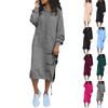Women's Casual Long Sleeve Hooded Pocket Loose Sweatshirt Dress