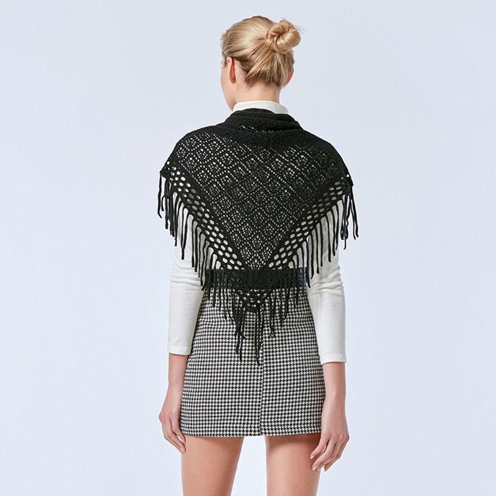 Cloak Knitted Triangle Scarf Cape Fart Curtain Simple Hollow Out Scarves Female