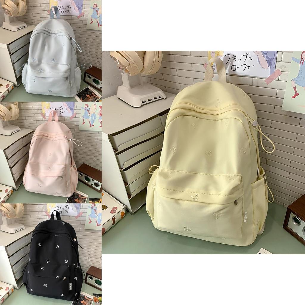 Modern Korea Pastel Butterfly Bow Printed Backpack With Nylon Material For School And Daily Use
