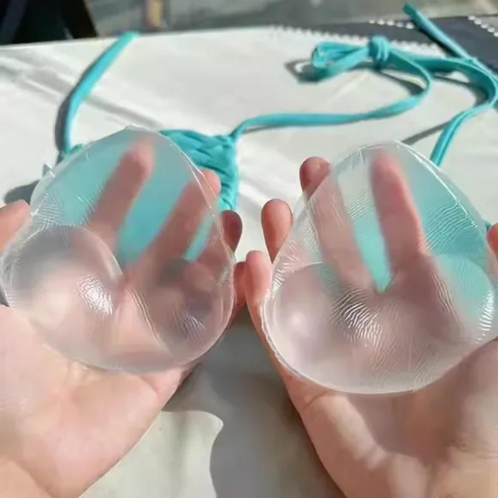 1 Pair Triangle Silicone Chest Patch Women's Push-up Self-adhesive Chest Pad Invisible Thickened Sponge Pad Swimwear Bikini Unde