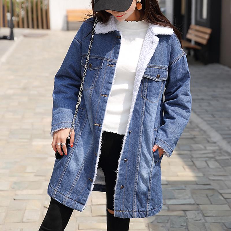 Теплая зимняя джинсовая куртка на меху, женская модная осенняя шерстяная подкладка, женские куртки-бомберы