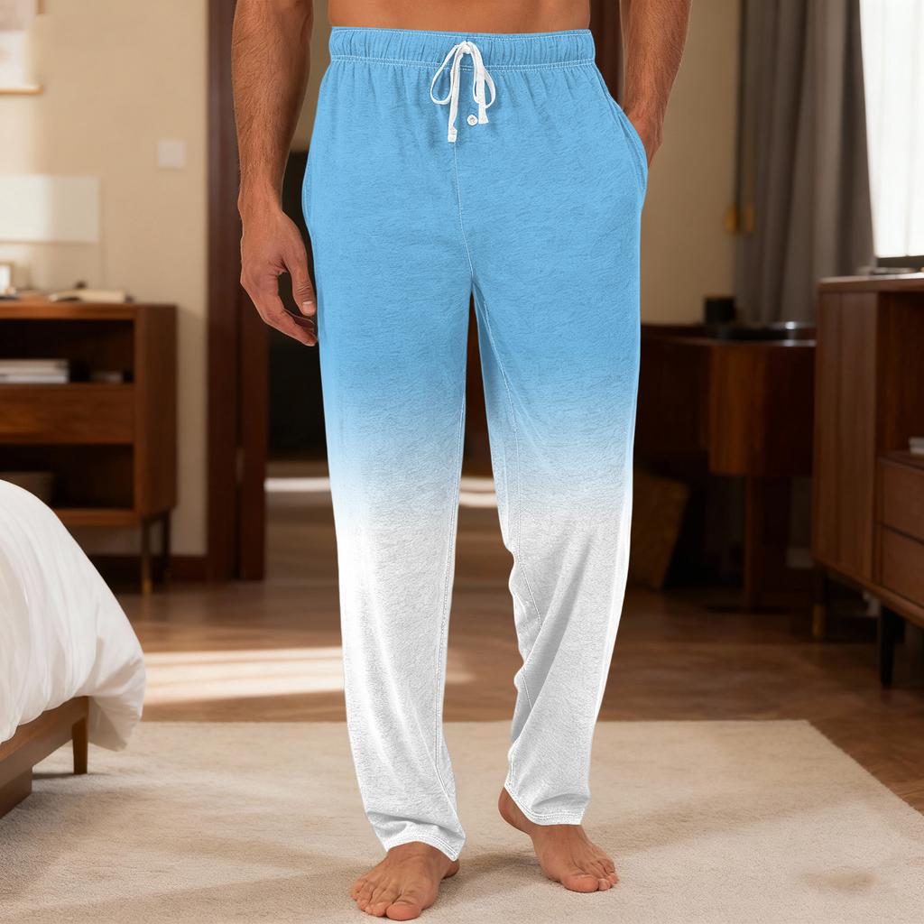 Men's Plain Knit Solid Pocket Casual Pants Home Pajama Pants