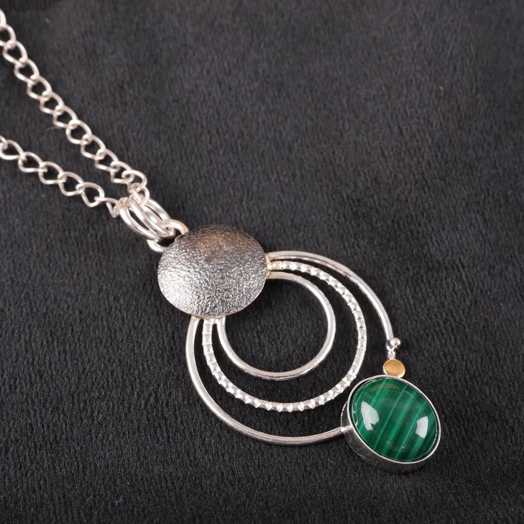 Подвеска из малахита, Ювелирные изделия из стерлингового серебра 925 пробы, Подарок для женщин, Подвеска ручной работы, Ювелирные изделия с драгоценными камнями