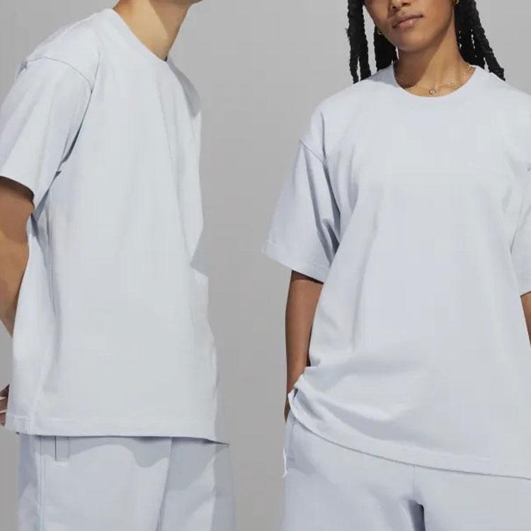 Adidas Originals X Pharrell Williams Solid Color Loose Fit Sports T-Shirt Unisex Tops Blue HS4836