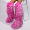 Cross-border Y2k Imitation Raccoon Fur Boots Long Tube Winter Ladies Winter Imitation Fur Fox Snow Boots Tall Boots